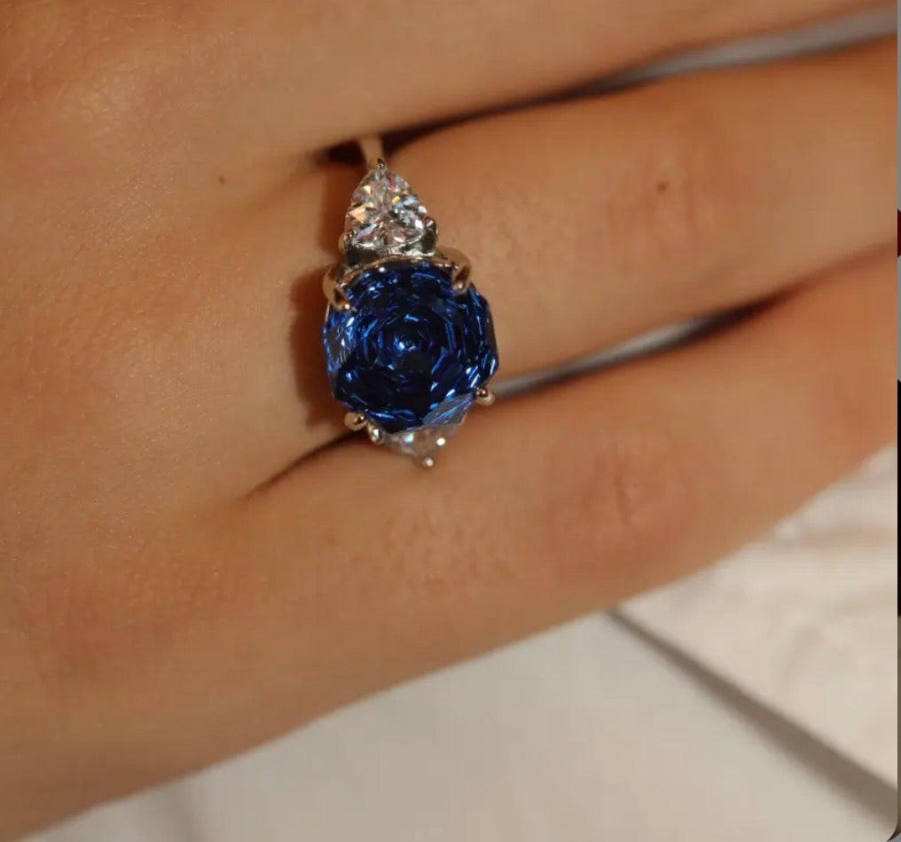 Anel Safira Azul