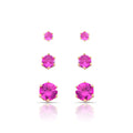 Brinco Trio Ponto de Luz Rosa Pink