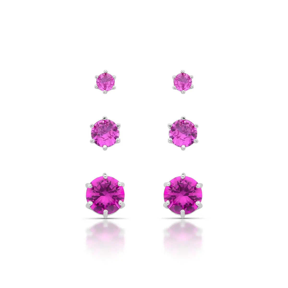 Brinco Trio Ponto de Luz Rosa Pink