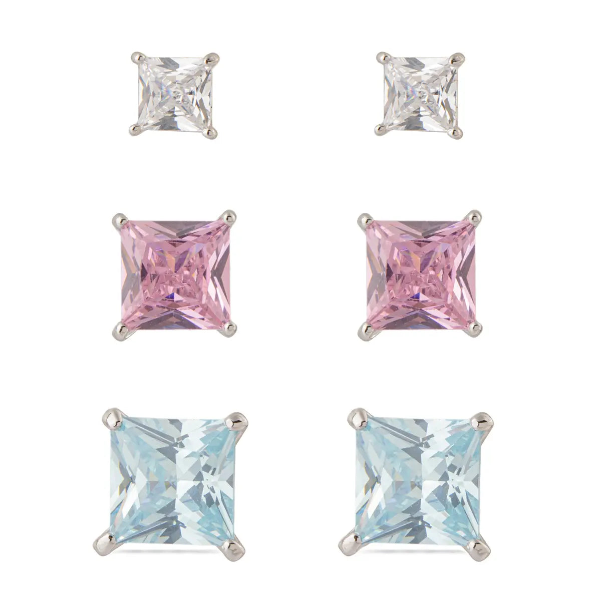 Brinco Trio Stone Square Candy