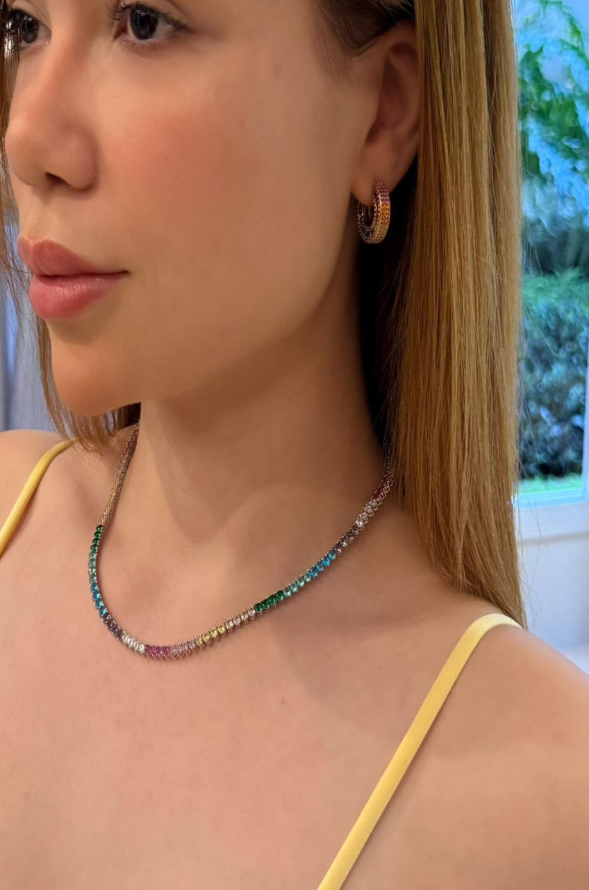 Colar Riviera Colorida Ródio