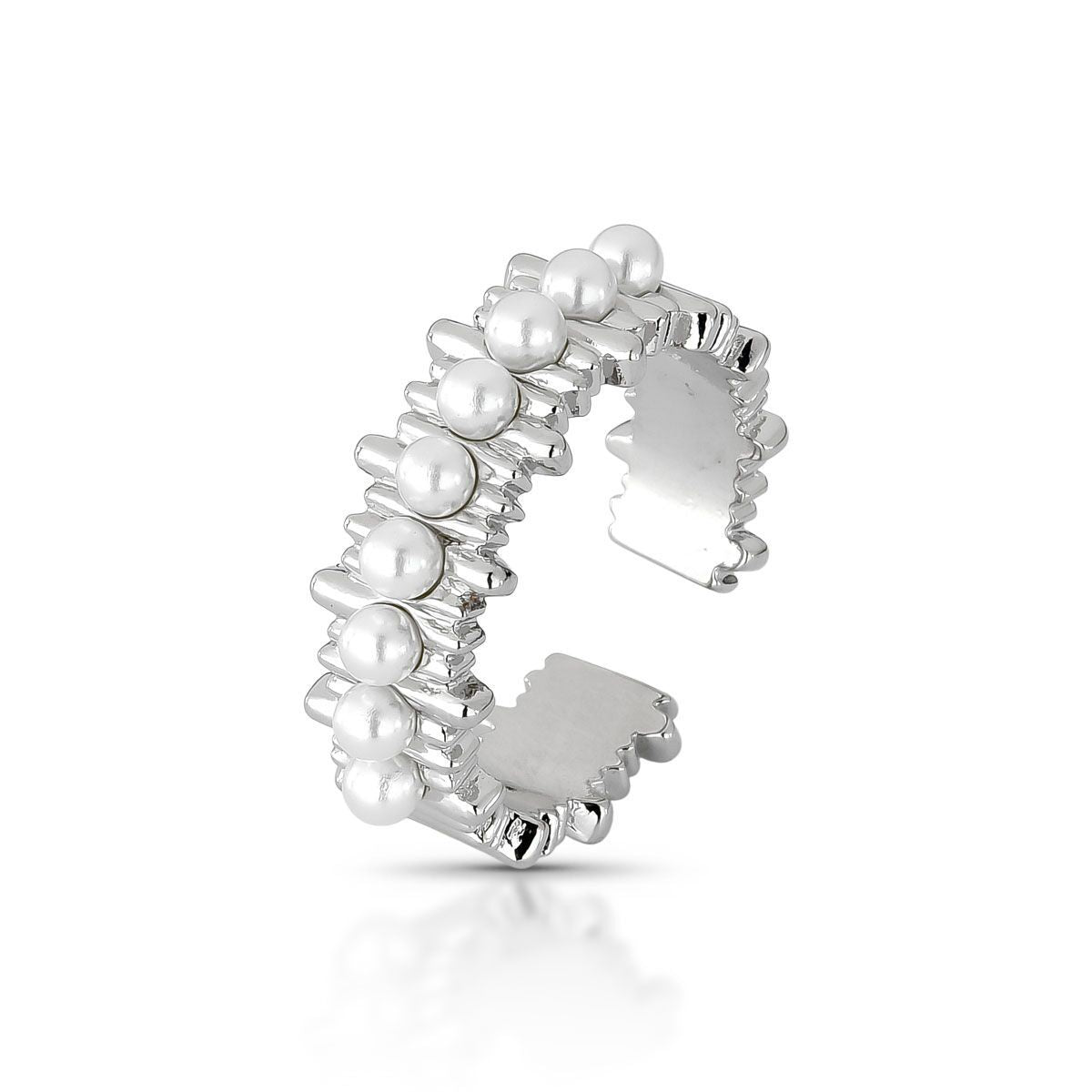 Anel Coroa de Pérolas Shell - Ajustável