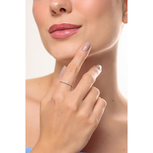 Anel Delicado Três Pérolas Shell Cravejado com Zircônias