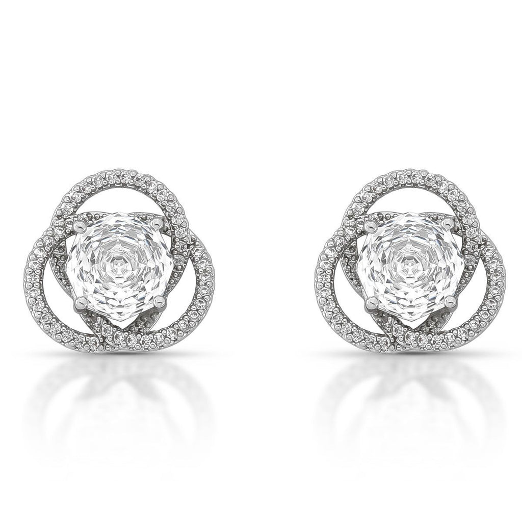 Brinco Rose Glow Cravejado com Zircônias Pino em Prata 925