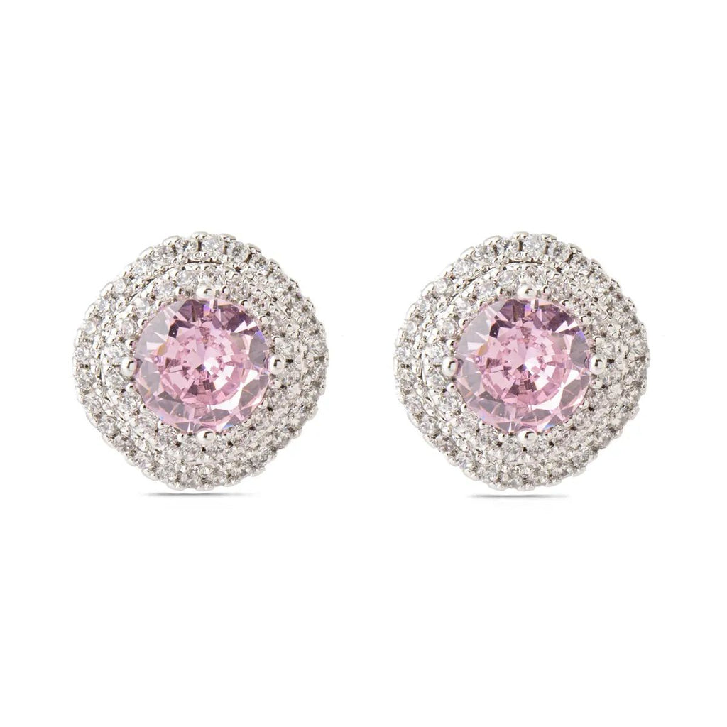 Brinco Oval Cravejado Pink