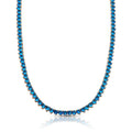 Colar Riviera Azul Safira  3mm Três Garras 43cm Banho Ouro 18k