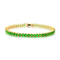 Pulseira Riviera 3mm Verde Três Garras Banho Ouro 18k