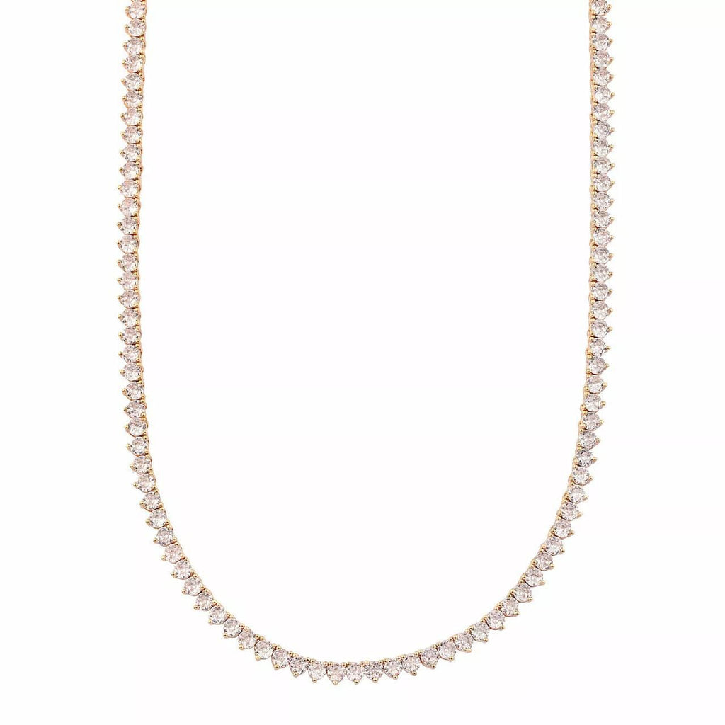 Colar Riviera 3mm Três Garras 43cm Banho Ouro 18k