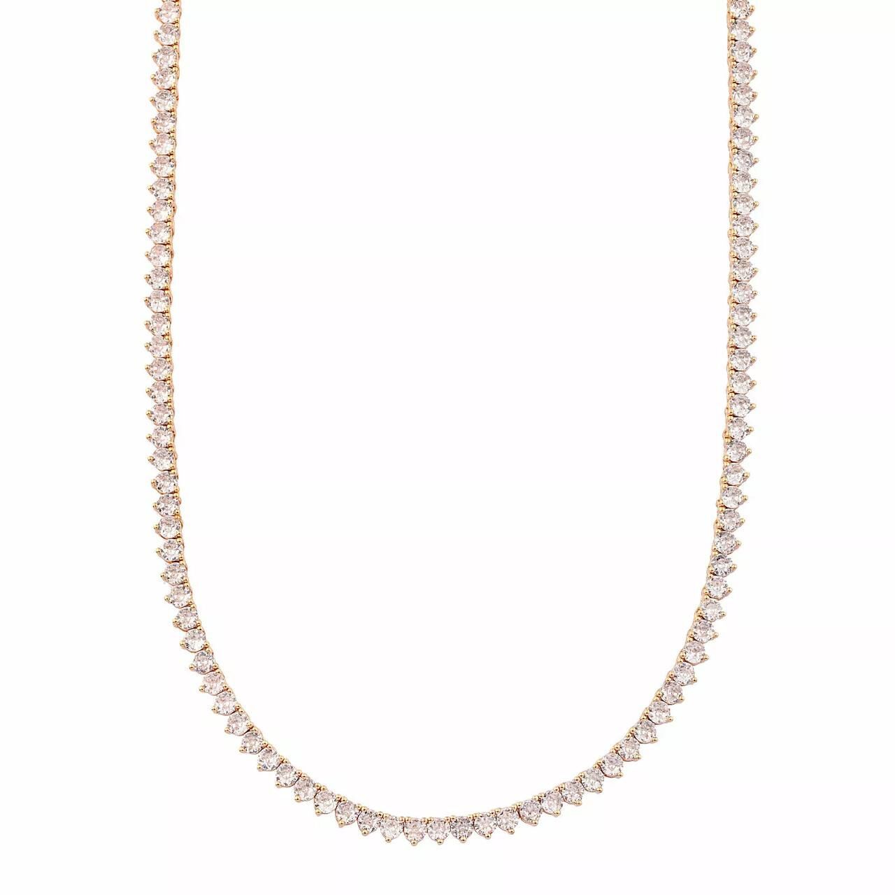 Colar Riviera 3mm Três Garras 43cm Banho Ouro 18k