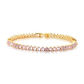 Pulseira Riviera 3mm Lilás Três Garras Banho Ouro 18k
