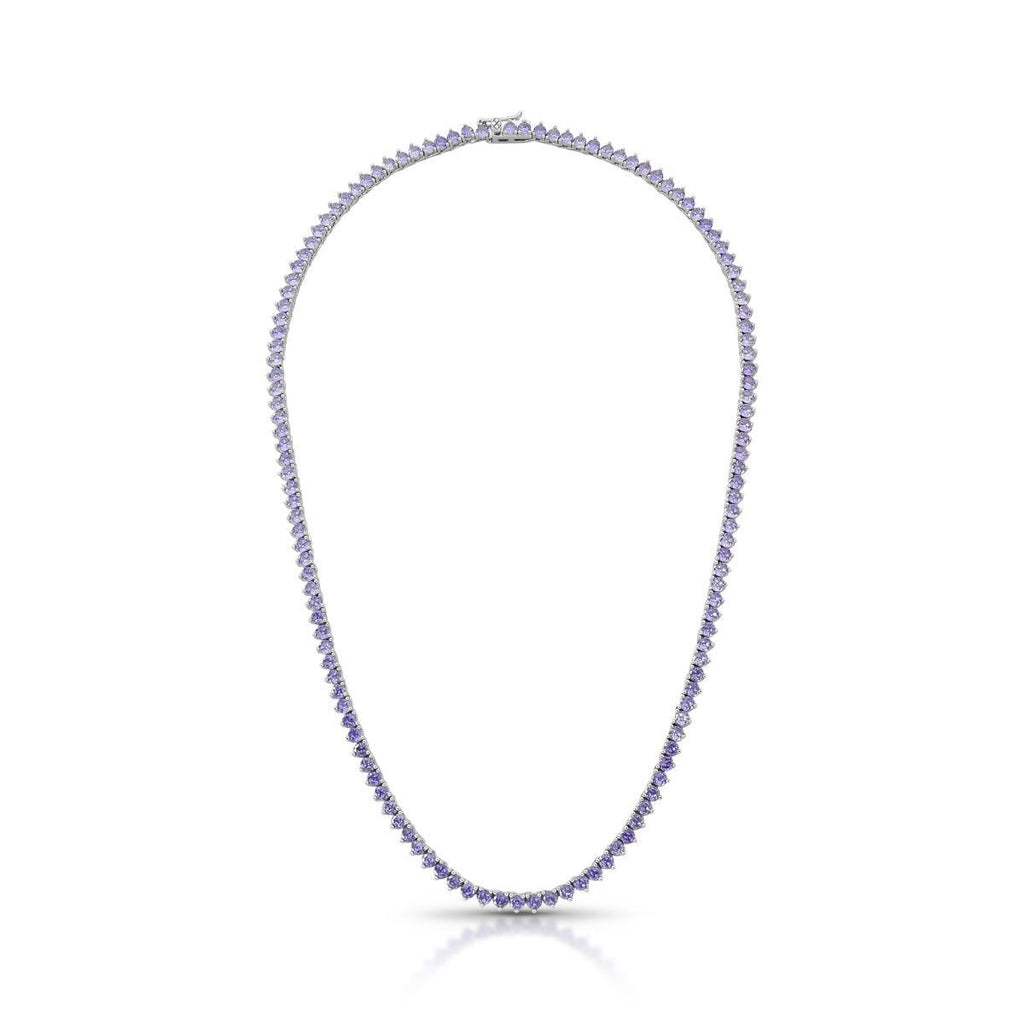 Colar Riviera Violeta - 3mm Três Garras 43cm Banho Ouro 18k