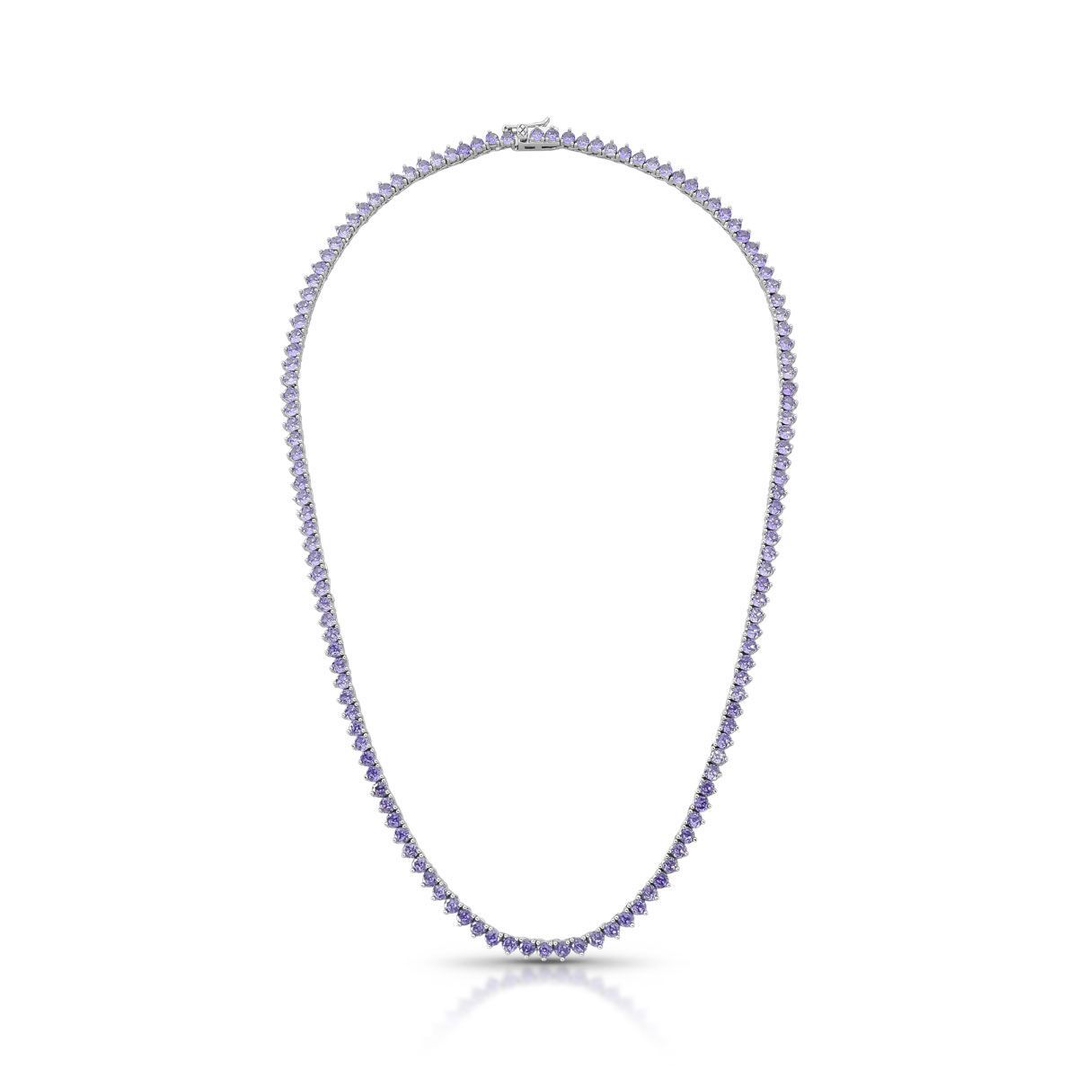 Colar Riviera Violeta - 3mm Três Garras 43cm Banho Ouro 18k